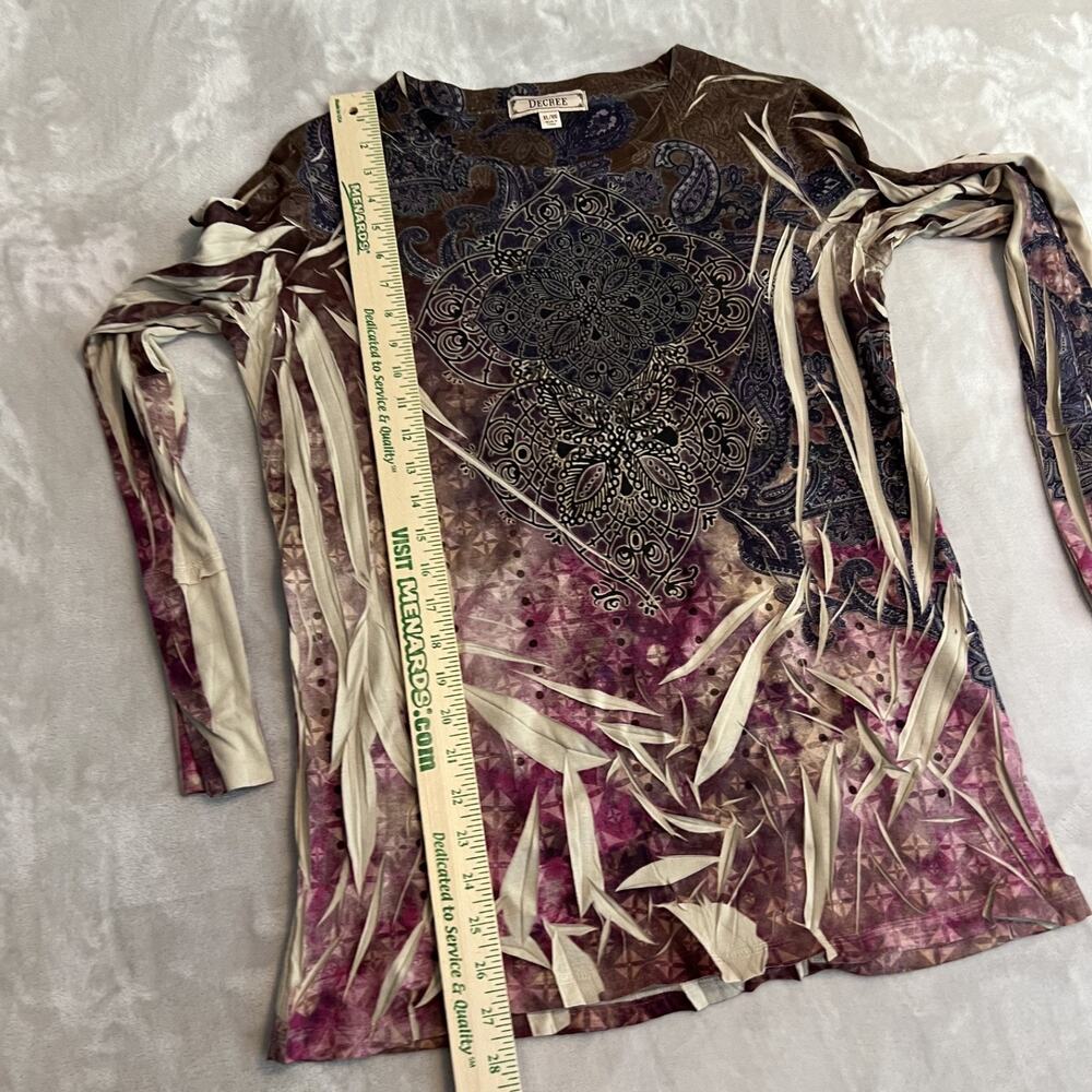 Y2K Decree Top Juniors XL Brown Mandala Paisley Fairygrunge Boho Artsy Festival - Picture 6 of 9